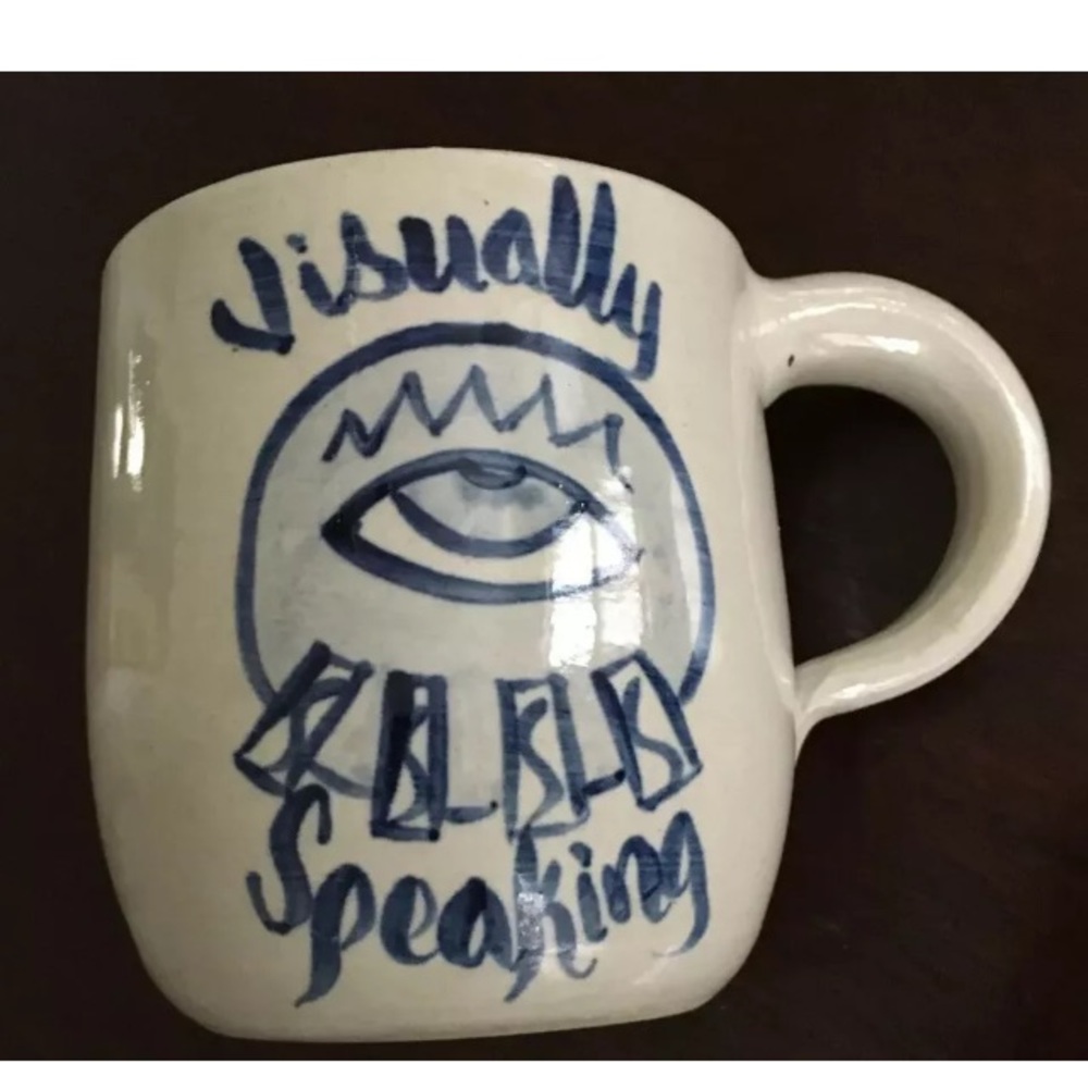 NWOT Martinez Pottery Mug Visually Speaking Heritage Blue Decorated Stoneware
